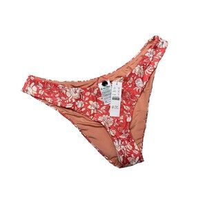 J Crew Bikini Bottom Womens Medium Pink White Floral Cheeky Swimsuit Beachy